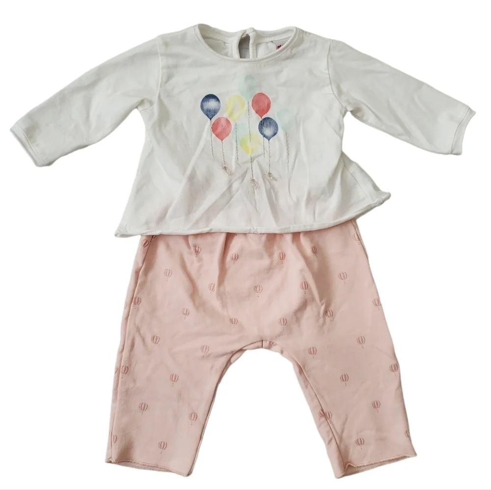 🍁 Play Up Hot Air Balloon Pink Pants Long Sleeve Shirt Play Set